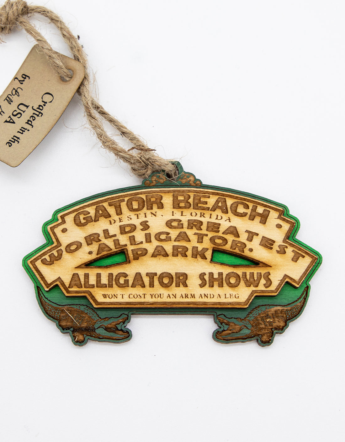 Wooden Gator Beach Ornament